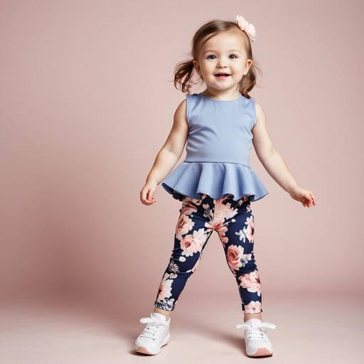 Smiling Toddler Girl in Floral Leggings