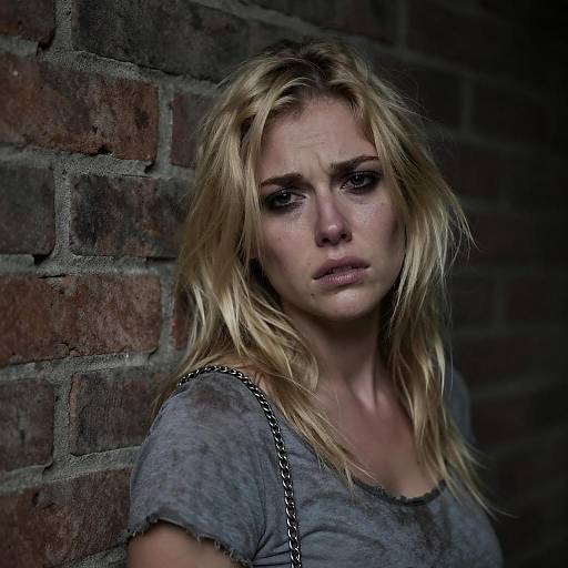 Intense Close-Up of Disheveled Woman