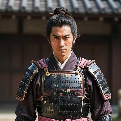 Portrait of Male Samurai in Lacquer Armor