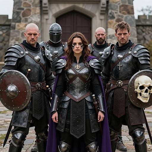 Armored Warriors Before Stone Fortress