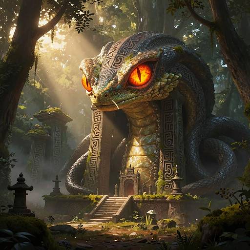 Mythic Chimera in Mossy Shrine