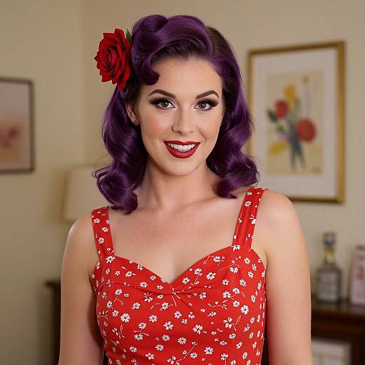 1950s Rockabilly Woman with Purple Hair