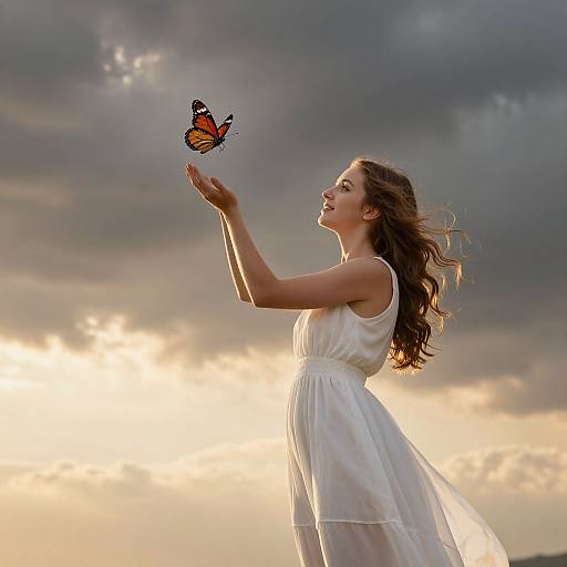 Ethereal Woman and Monarch Butterfly