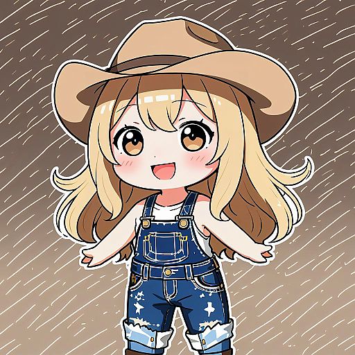 Chibi Farmgirl in Cowboy Outfit Chibi Farmgirl in Cowboy Outfit