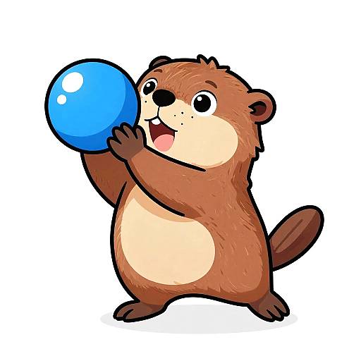Playful Beaver with Blue Ball Sticker