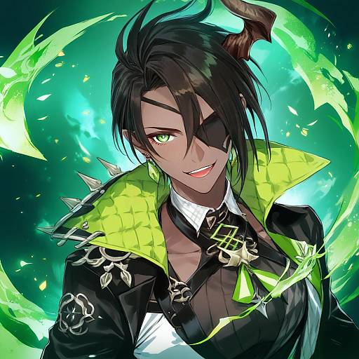 Illustration of Aragami oga, holostars in the style of Kishida mel