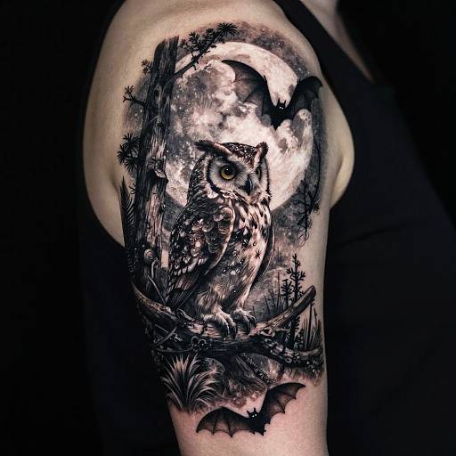 Mystical Moonlit Forest Tattoo