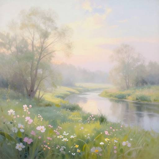 Pastel Morning Landscape Impressionism