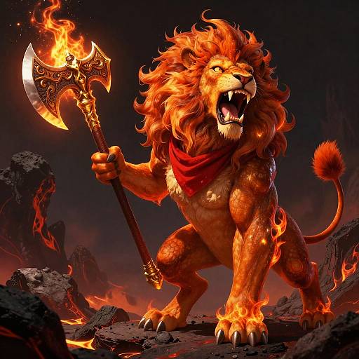 Fiery Pyroar-Human Warrior Concept
