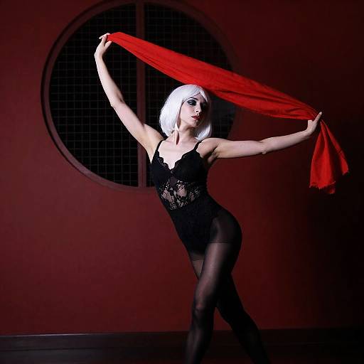 Dramatic Dance Against a Red Wall