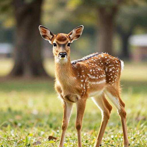 Sunlit Playful White-Tailed Fawn Portrait