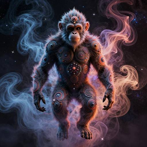 Surreal Abstract Simian in Cosmic Smoke
