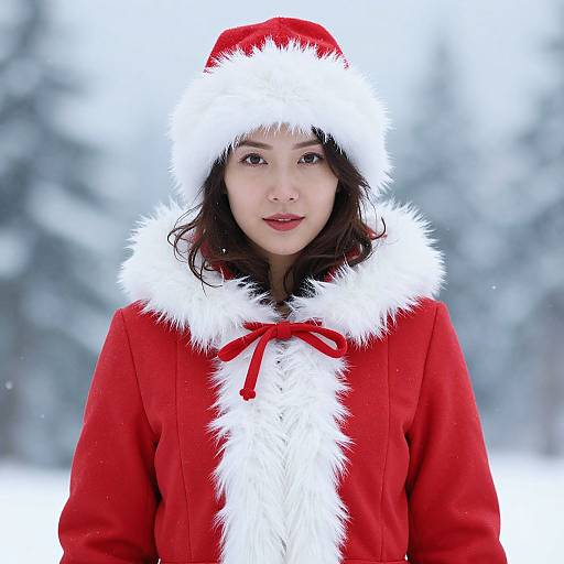 Winter Wonderland Woman in Red Coat