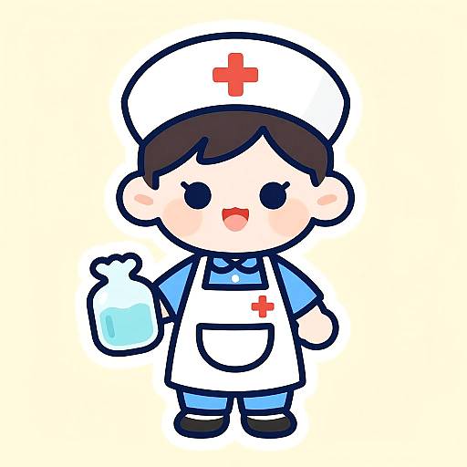 Cheerful Chibi Nurse Doing Chores