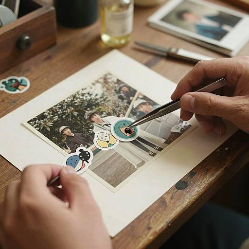 Vintage Photo Sticker Removal Scene