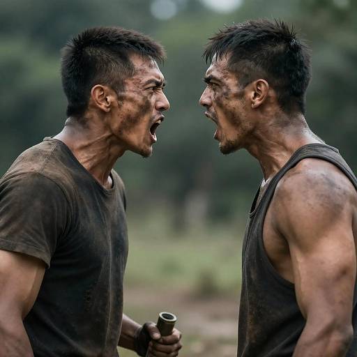 Intense Confrontation Between Two Muscular Men