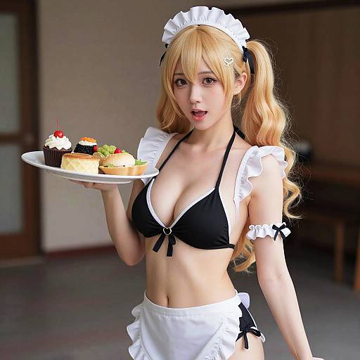 Ultra-Realistic Blonde Maid in Bikini