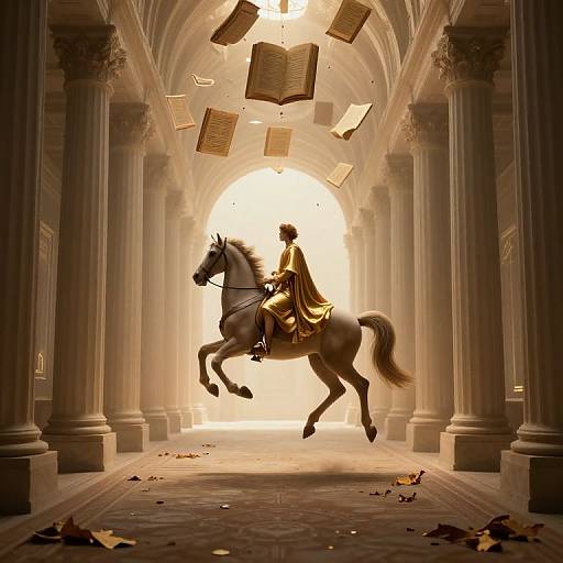 Golden Rider in Ethereal Corridor