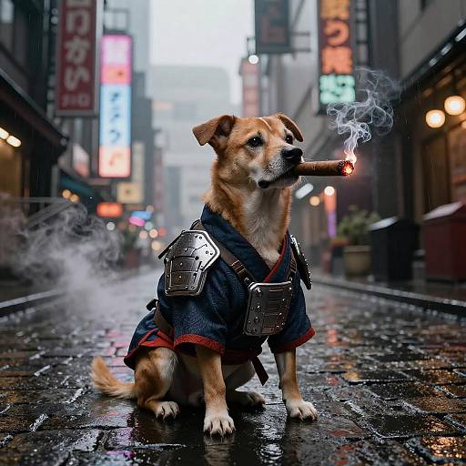 Cyberpunk Street Samurai Dog
