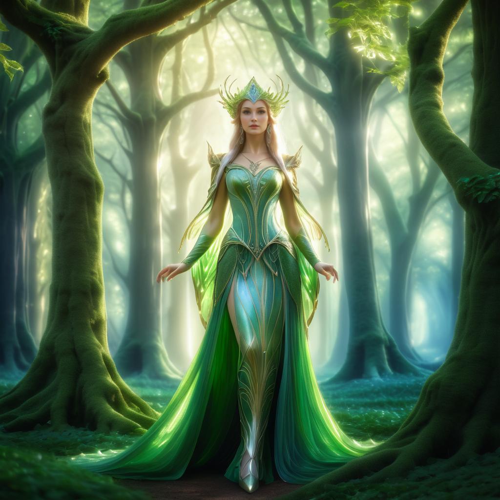 Elegant Mystical Elf in Ancient Grove