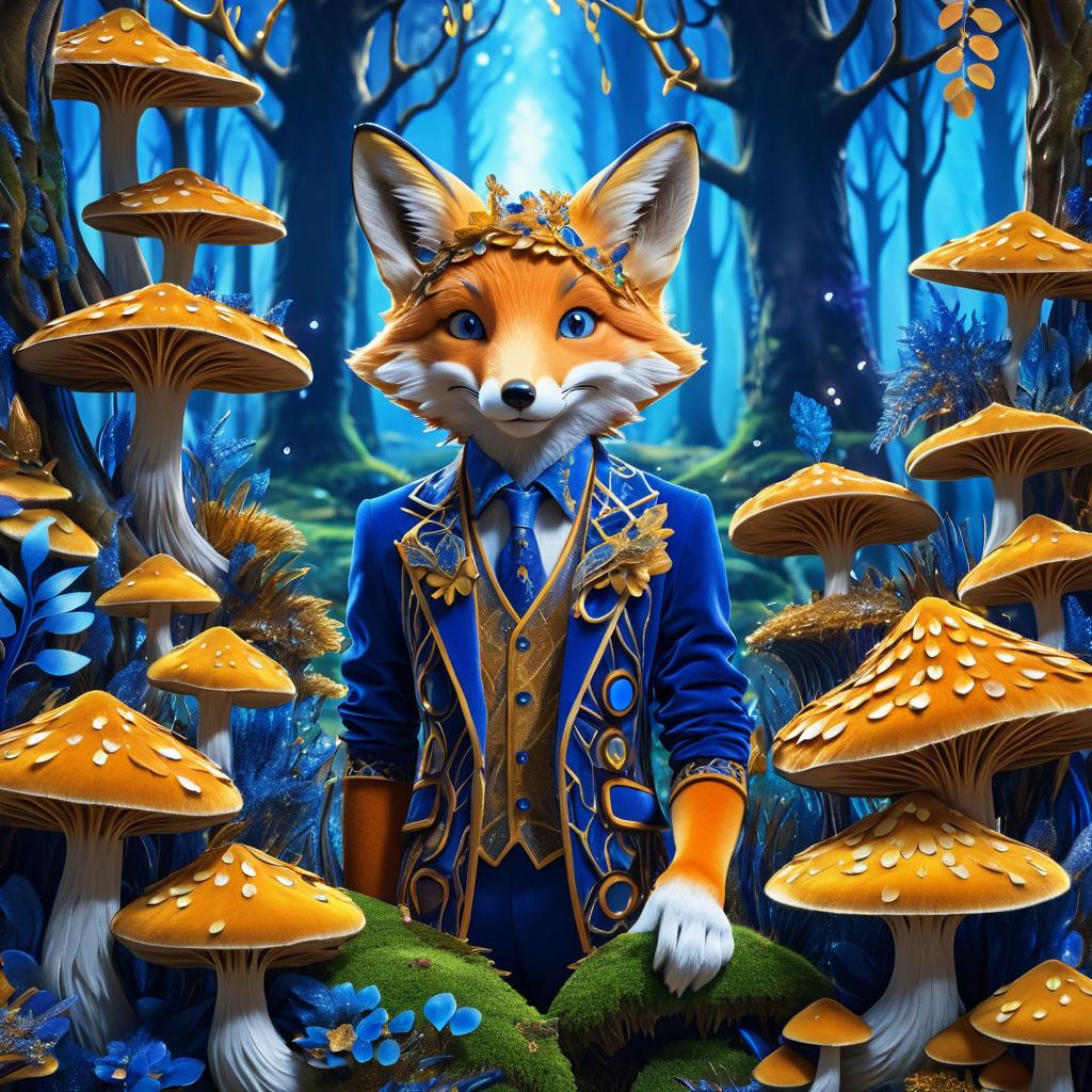 Whimsical Fox Boy in Vibrant Fungi