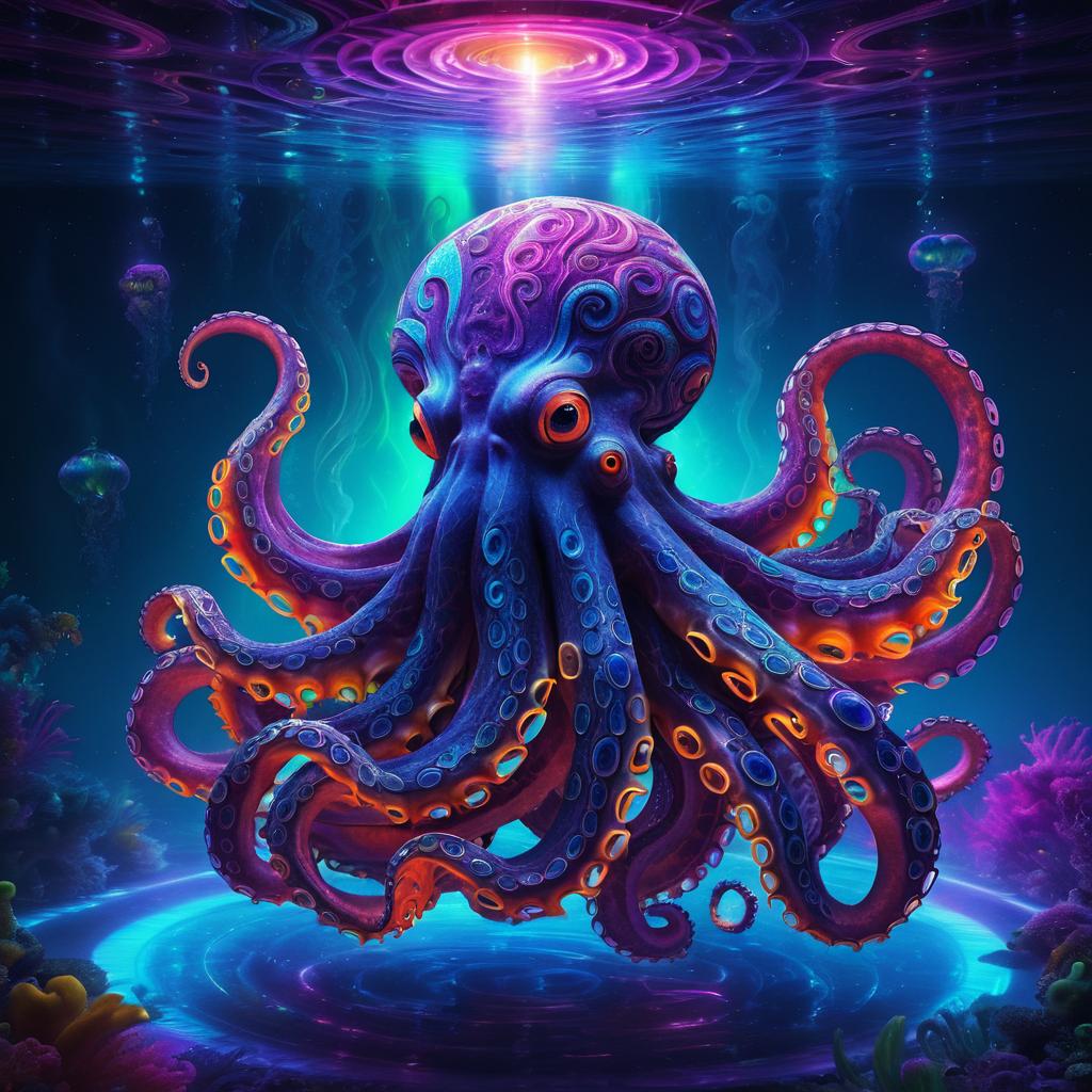 Psychedelic Octopus in Surreal Art