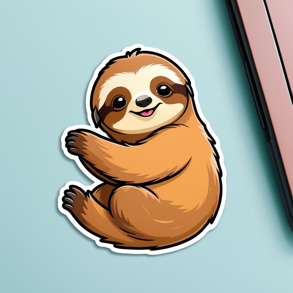 Colorful Cartoon Sloth Sticker Design