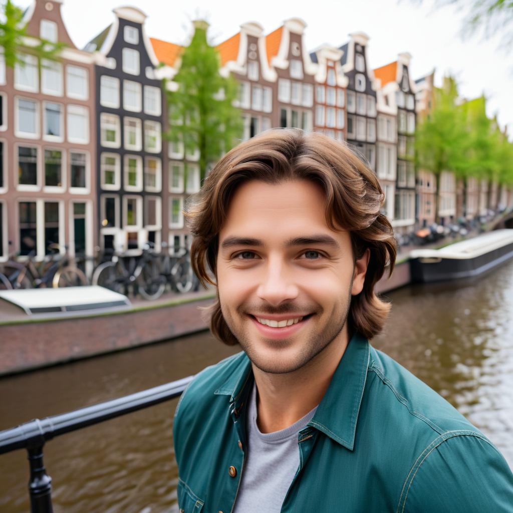 Portrait of a Happy Man in Amsterdam