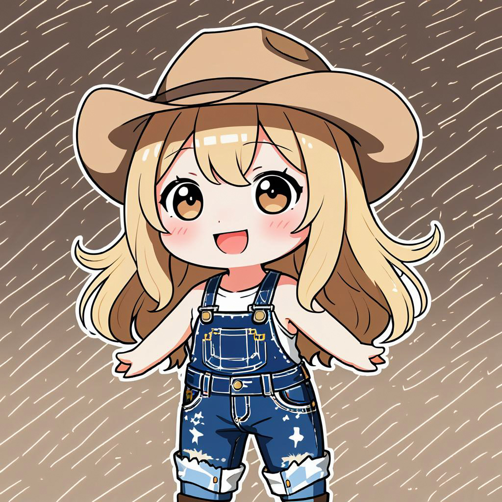 Chibi Farmgirl in Cowboy Outfit