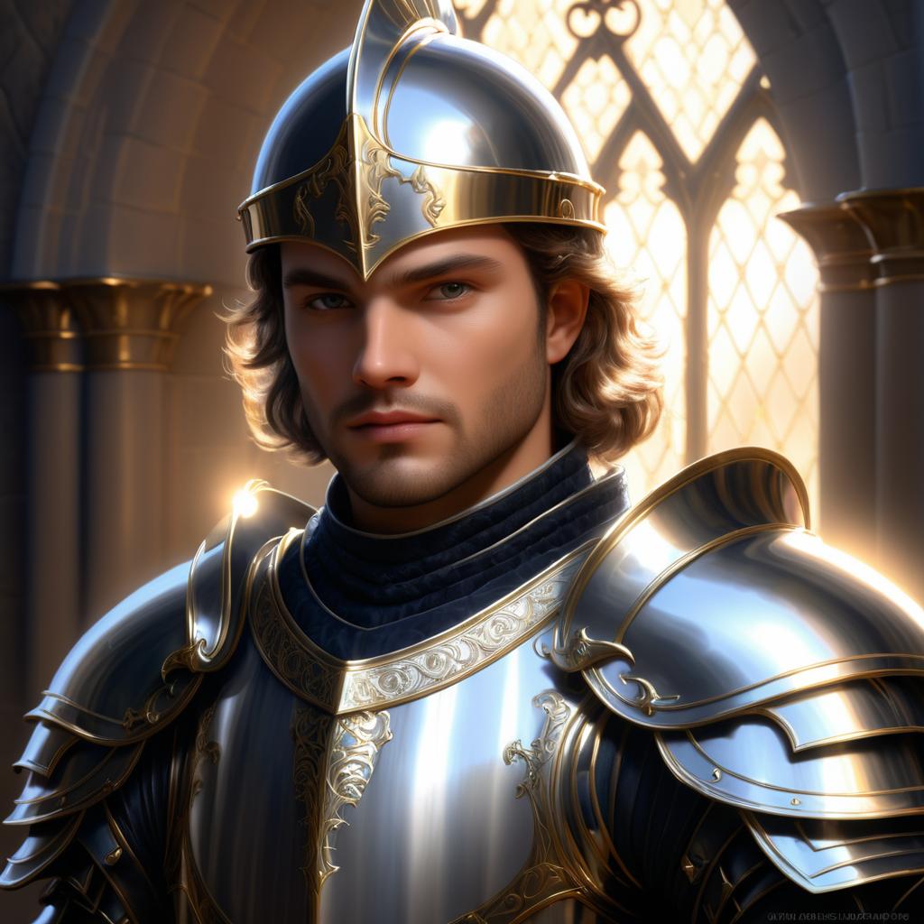 Elegant Knight in Shining Armor Portrait