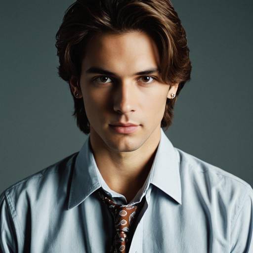 Portrait of Young Man in Collared Shirt and Tie