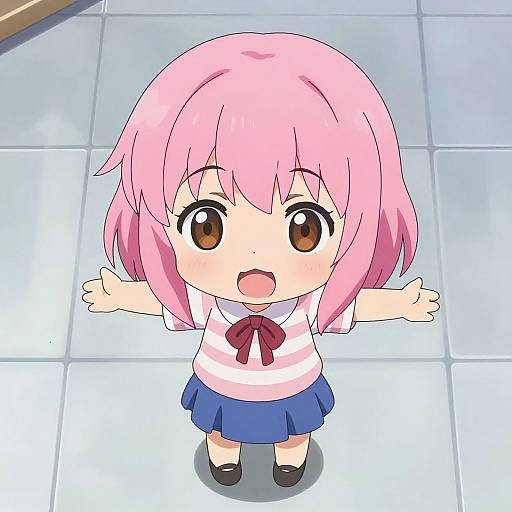 Chibi Girl with Pastel Pink Hair