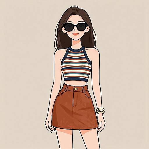 Stylish woman in summer outfit illustration
