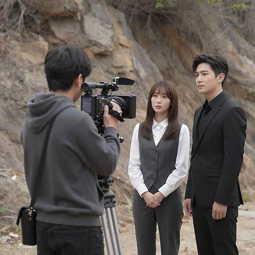 Cameraman and Cast on Rocky Set