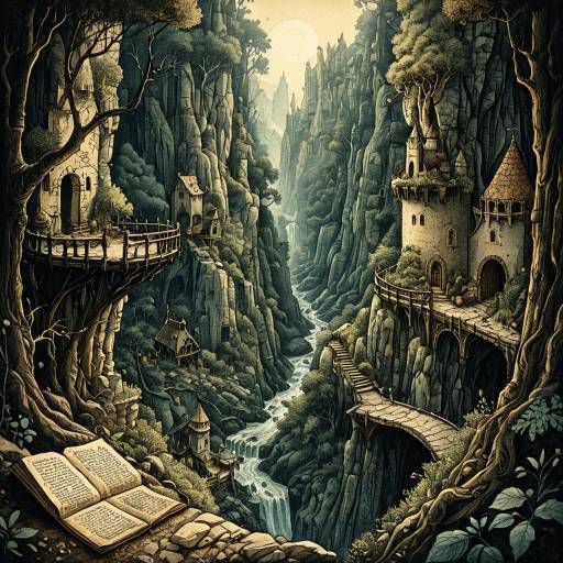 Mystical Medieval Canyon in Anton Pieck Style