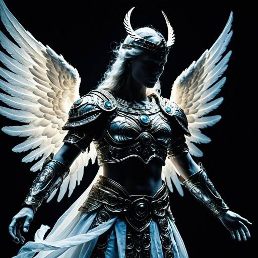 Angelic Warrior with Cosmic Armor and Wings
