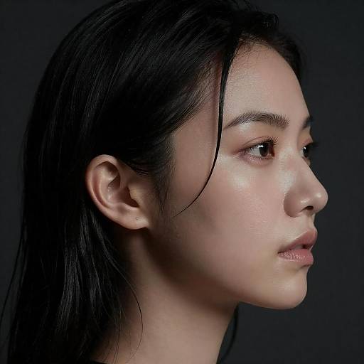 Close-up Profile of Woman with Wet Hair