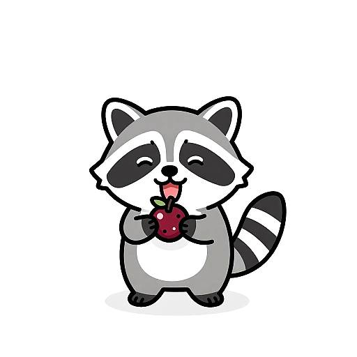 Cheerful Baby Raccoon Line Art