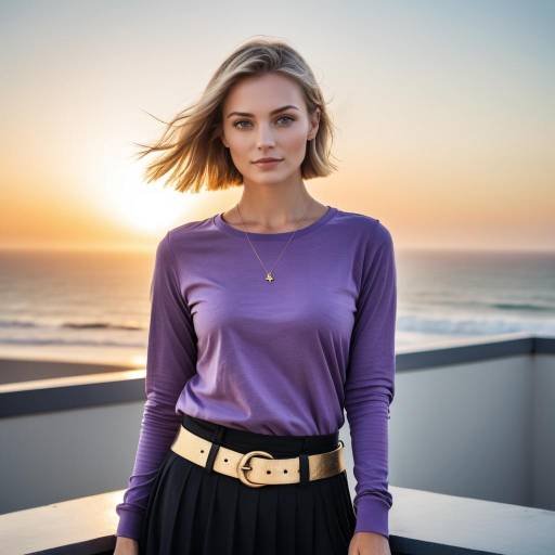 Confident Young Woman on Rooftop Terrace