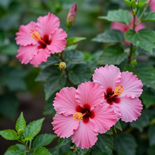 Vibrant Petrol Hibiscus Blooms