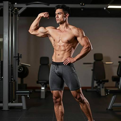 Dynamic Fitness Portrait of Mediterranean Man