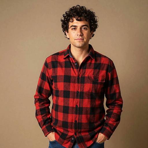 Confident Transmasculine in Rustic Flannel