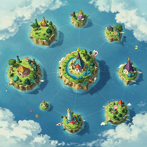 Vibrant Fantasy Map of Magical Islands