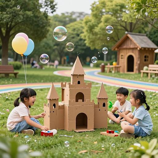 Kids Playing in a Colorful Park