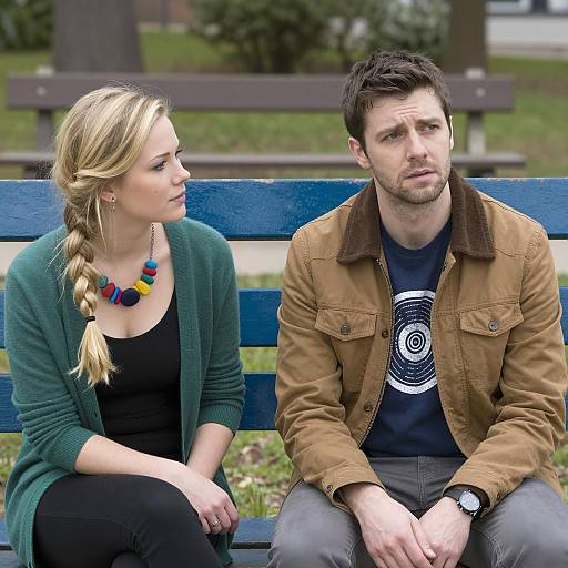 Park Conversations on a Blue Bench