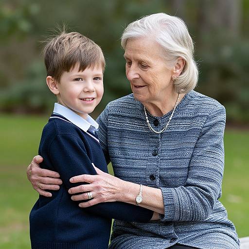 Elderly Woman with Grandson Portrait