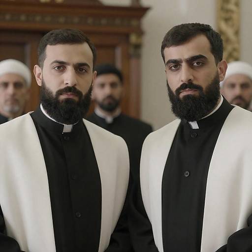 Intense Portrait of Bearded Men in Robes