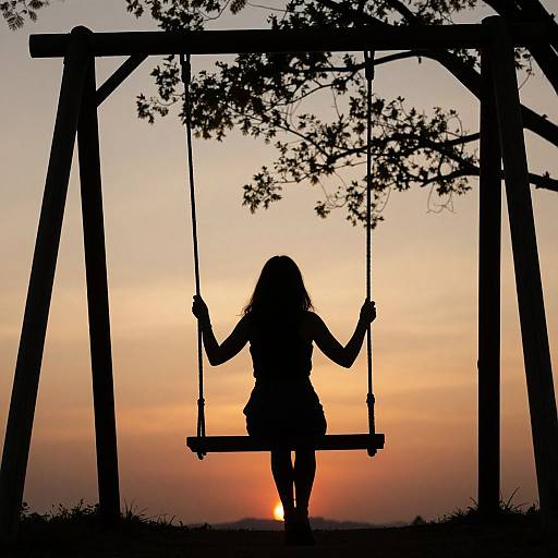 Solitary Woman on Sunset Swing