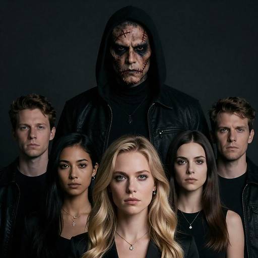 Menacing Figure with Group of Five