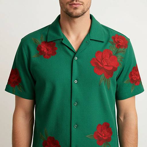 Man in Green Floral Shirt